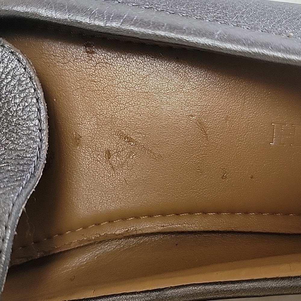 COACH Penny Metallic Gunmetal Pebble Leather Preppy Classic Penny Loafers‎ 9.5 - Picture 11 of 11